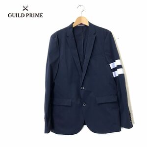 F2055-D◆美品◆ GUILD PRIME ギルドプライム テーラードジャケット シングル ◆ size3 ネイビー 紺 ポリエステル メンズ