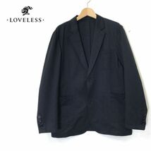 F1969-D◆美品◆ LOVELESS ラブレス テーラードジャケット シングル 2B リップストップ ◆size3 ブラック 複合繊維 ポリエステル_画像1