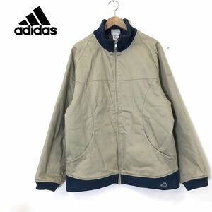 F1960-D◆old◆00s adidas アディダス 中綿ジャケット 裏キルティング ブルゾン テック ◆sizeO ベージュ系 コットン メンズ 古着