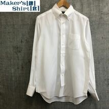 F1828-F-N◆ makers shirt 鎌倉 メーカーズシャツ 長袖シャツ ボタンダウン ◆ size41-89 コットン100 ホワイト 古着 メンズ_画像1