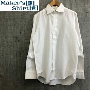 F1827-F-N◆ makers shirt 鎌倉 メーカーズシャツ 長袖シャツ トップス ダブルカフス ◆ size41-89 コットン ホワイト 古着 メンズ
