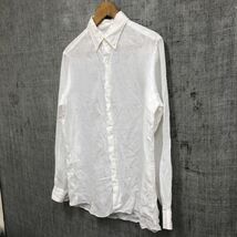 F2201-G-N◆美品◆Maker's Shirt鎌倉 メーカーズシャツカマクラ ワイシャツ◆sizeL 麻100% 日本製 ホワイト 無地 メンズ トップス 長袖 白_画像10