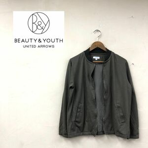 F2120-G◆beauty&youth ビューティーアンドユース ブルゾンジャケット◆sizeM グレー 無地 メンズ アウター 長袖 カジュアル シンプル 春服