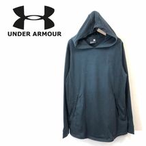 F2083-R◆UNDER ARMOUR アンダーアーマー 長袖プルパーカー◆サイズM メンズ 紳士 トップス シンプル 薄手 春 秋冬 ブラック 綿混_画像1