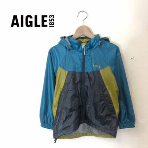 F2035-T◆kids キッズ◆AIGLE エーグル ウィンドブレーカー ジップアップパーカー ロゴプリント◆size120 ブルー メンズ トップス 子供服