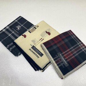 【76】1円～ 未使用品 Burberry バーバリー ハンカチ 3枚 メンズ レディース ブランド チェック