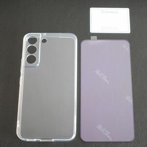 【3点フルセット】Galaxy S22 クリアケース+ブルーライトカットガラスフィルム+カメラガラスフィルム 画面保護 SCG13 SC-51C