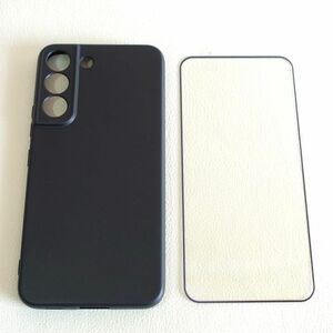 【2点セット】Galaxy S22 ブラックケース+ブルーライトカットガラスフィルム TPUブラックケース 強化ガラスフィルム SCG13 SC-51C