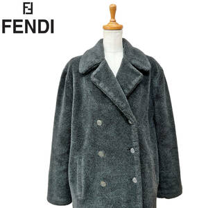 【FENDI】フリースピーコート/ダブルボタン/イタリア製/46★フェンディ