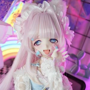 (※難あり)// A // ddh-10 SW肌 //パテ盛り開口カスタムヘッド //カボションアイ＋舌パーツ＋ウィッグ付属// jililijililiji//