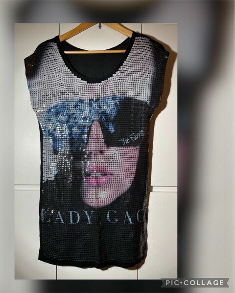 LADY GAGA レディーガガ スパンコール チュニックＴシャツ