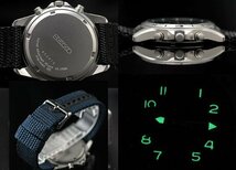 新品1円 セイコー逆輸入 100m防水ミリタリー 腕時計 クロノグラフSEIKO ダークブルー【メーカー正規保証】純正箱付き 新品未使用_画像8