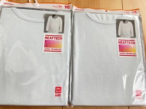 ユニクロ UNIQLO ヒートテック 長袖 ベビー キッズ 90サイズ Uネック ブルー 水色 肌着 幼稚園 保育園 