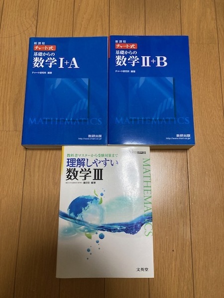 チャート式 基礎からの数学Ⅰ＋A／数学Ⅱ＋B チャート研究所【編著】 数研出版／シグマベスト　理解しやすい数学Ⅲ　藤田宏【編著】文英堂