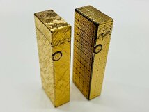 【送料無料】dunhill/ダンヒル ローラー ガスライター US.RE24163 PATENTED 金色 2点おまとめ クロスカット スクエアカット 動作未確認_画像7