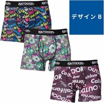 OUTDOOR PRODUCTS ボクサーパンツ Lサイズ B メンズ 裏起毛 前開き 3枚セット フィット 下着 アンダーウェア 総柄 あたたかい_画像2