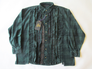 2024SS REBUILD by NEEDLES Flannel Shirt - Ribbon Wide Shirt / Over Dye グリーン リメイクシャツ/ニードルズリビルド