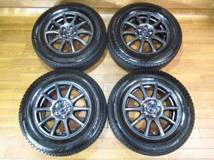 VELVA 6J-15 off+43 pcd100/5H ブリヂストン 2021年製VRX3 195/65R15 15インチアルミホイール+スタッドレスタイヤ4本プリウス/ウィッシュ他