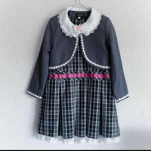 美品 POP ON POP フォ－マルセットアップ グレー ボレロ ワンピース 2点セット 120cm 入学式