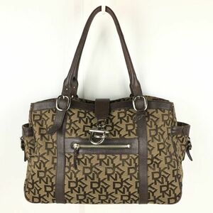  Donna Karan /DKNY tote bag tea / Brown interior bulkhead . have pocket great number signature pattern tube NO.B6-31