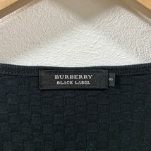 希少 3 （L）バーバリーブラックレーベル Vネック ワッフルデザイン柄 長袖 カットソー ロンT BURBERRY BLACK LABEL 黒 ロゴ刺繍_画像4