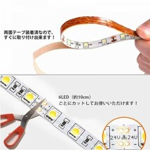 LEDテープライト ブルー 青 24V 5M 5050SMD 白ベース 300連 防水 切断可 両面テープ付 正面発光 LEDテープ DD37_画像4