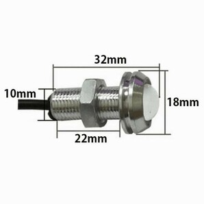 12V 18mm COB 防水 デイライト スポットライト ボルト固定 丸型 埋め込み 強力 ホワイト 発光 シルバーボディ 10個 セット WD121の画像7