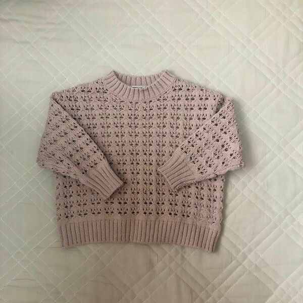 バースデイ ミラーベイ 透かし編みニット くすみピンク セーター