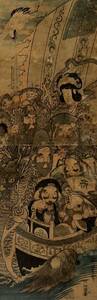 【真作】歌川広重「七福神 竪二枚続」本物 浮世絵 大判 錦絵 木版画