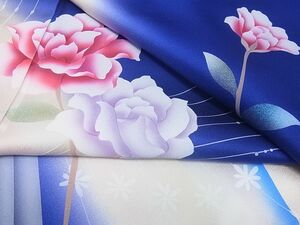 着物おきな★訪問着　薔薇　暈し染め　金彩　正絹★n362