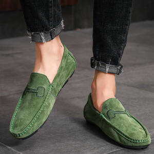 [ stock processing ] original leather moccasin leather shoes men's shoes driving shoes Loafer casual shoes mse0062 green 25.0cm