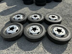 【21年製バリ溝】205/70R17.5 GoodYear ULTRA GRIP ホイール付6本セット17.5in×5.25 113-9TC PCD203.2【中古/スタッドレス/埼玉より発送】