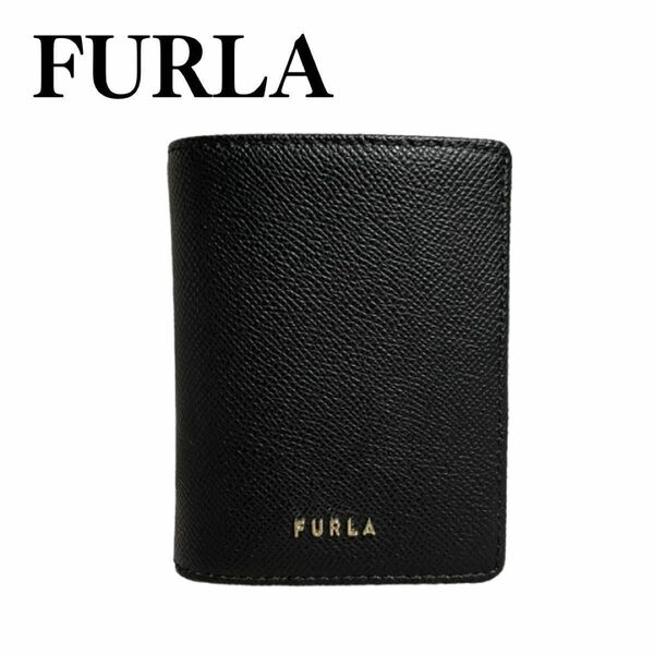 新品未使用　FURLA フルラ　二つ折り　財布　手帳型　ブラックレザー