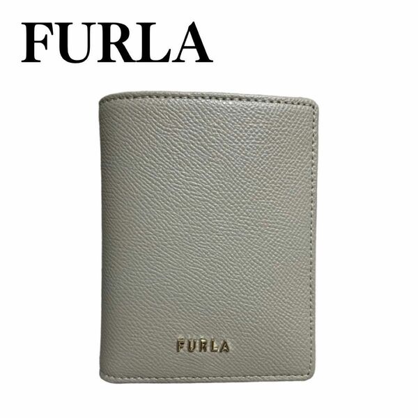 新品未使用　FURLA フルラ　折り財布　二つ折り　財布　グレー　レザー　