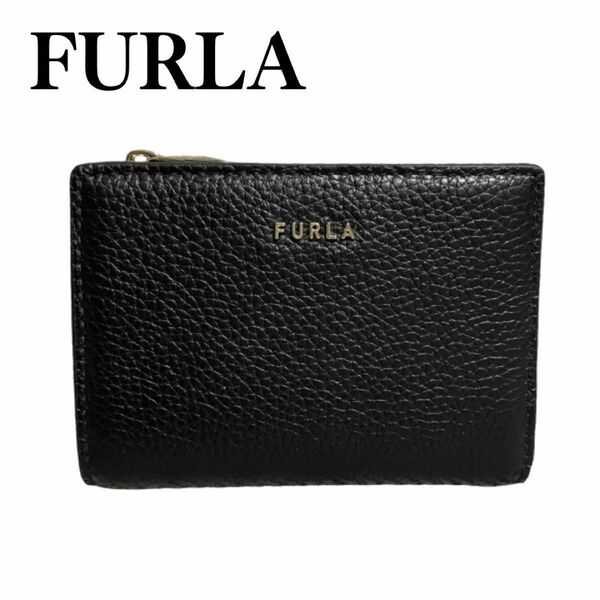 新品未使用　FURLA フルラ　折り財布　ブラック　レザー　二つ折り