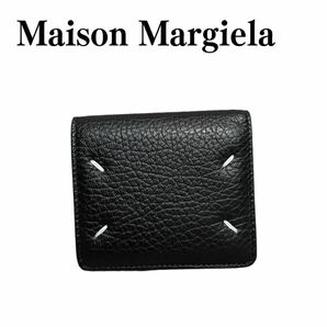 新品未使用　Maison Margiela ブラック 二つ折り財布 メゾンマルジェラ 黒 財布 レザー コンパクト 本革