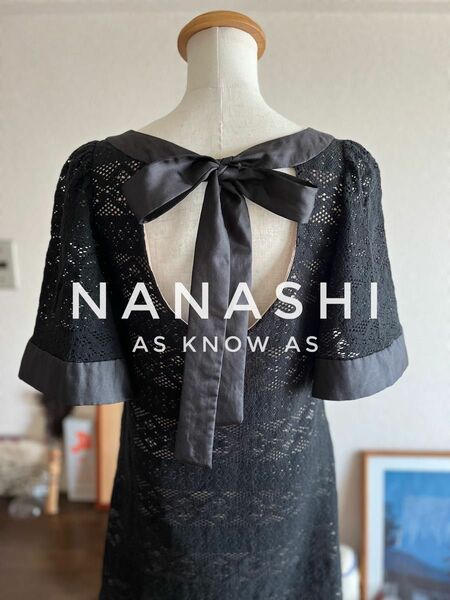 NANASHI ナナシ　AS KNOW AS 総刺繍ワンピース　ネックリボン