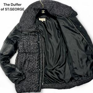 美麗品◎極厚ニット ダウン90% ダファー【希少モデル】The Duffer of St.GEORGE ケーブルニット 切り替え ダウン ジャケット グレー メンズ