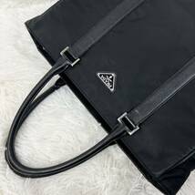 1円〜【美麗品 激レア】PRADA プラダ 三角プレート ナイロン×レザー トートバッグ ハンドバッグ ブラック 大容量 A4サイズ収納◎メンズ_画像4