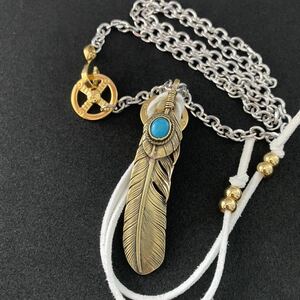  high quality all gold turquoise feather necklace feather necklace futoshi angle chain set 