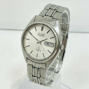 【B13134KM】現在稼働品 SEIKO QUARTZ TYPEⅡ 7546-7100 セイコー デイデイト メンズ 腕時計 クォーツ シルバーカラー 白文字盤 タイプ2