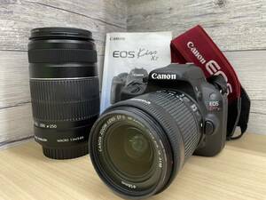【E1223TY】美品 Canon キャノン EOS Kiss X7 ダブルズームキット デジタル 一眼レフカメラ 通電確認済み