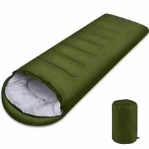 寝袋　シュラフ　封筒型　マミー型　軽量　アウトドア　車中泊　キャンプ　緑_画像1