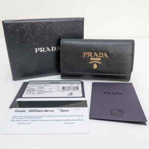 プラダ PRADA サフィアーノ 6連キーケース 1PG222 フック1本欠品 中古 [質イコー]