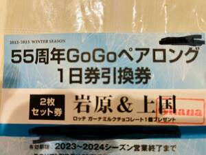 岩原&上越国際スキー場　リフト券　ペア