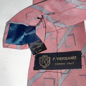 F.VERGANO TORINO ITALY シルク100% ネクタイ ベイクドピンク 不思議柄