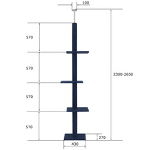 キャットタワー 突っ張り / シンプル キャットポール ネコタワー 高さ230～260cm（ブルー）_画像3