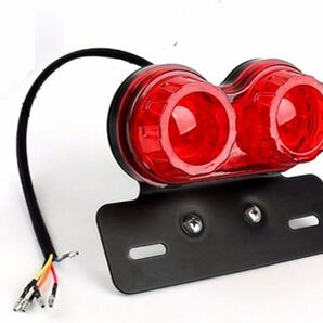  バイク 汎用 テールライト スモークレンズ テールランプ LED ライセンスナンバー プレートライト ターンシグナル 赤の画像1