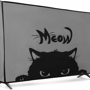kwmobile 対応: 24" TV テレビカバー - 防塵カバー 液晶テレビ 保護カバー ホコリよけ キュートな猫デザインの画像4