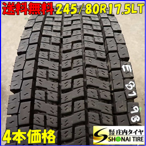 冬 4本SET 会社宛 送料無料 245/80R17.5 133/131 LT ヨコハマ ZEN903ZW 2022年製 地山 溝有り 4t車 増トン 中型トラック 効き重視 NO,E8198